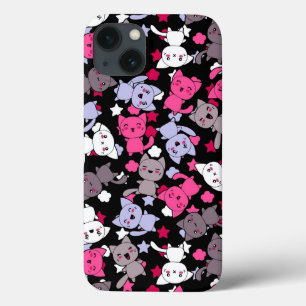pattern with cute kawaii doodle cats 3 iPhone 13 case