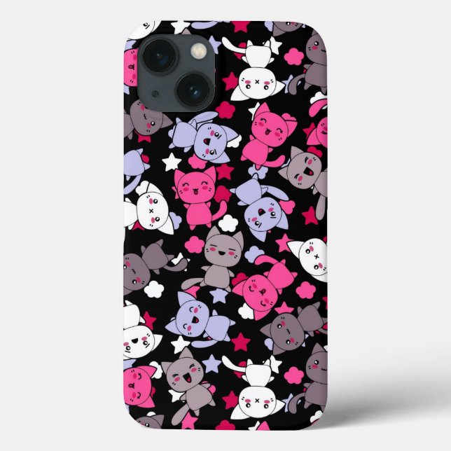 pattern with cute kawaii doodle cats 3 Case-Mate iPhone case (Back)