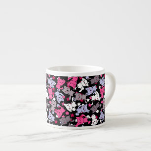 pattern with cute kawaii doodle cats 3 espresso cup