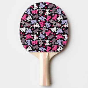 pattern with cute kawaii doodle cats 3 ping pong paddle