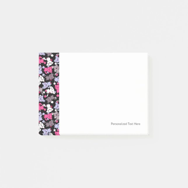 pattern with cute kawaii doodle cats 3 post-it notes (Front)