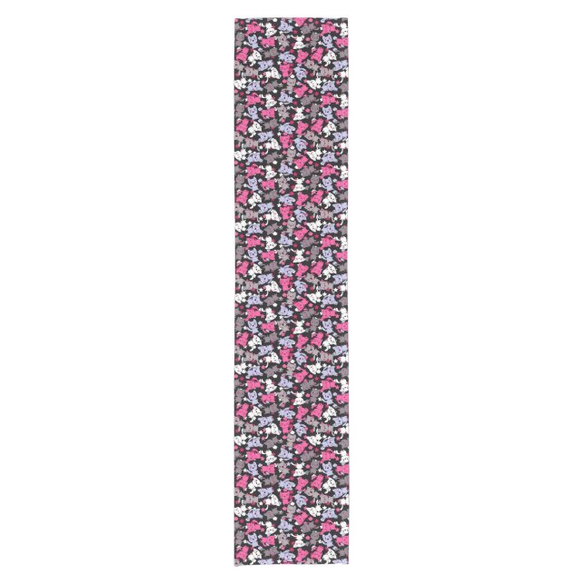 pattern with cute kawaii doodle cats 3 short table runner (Front)