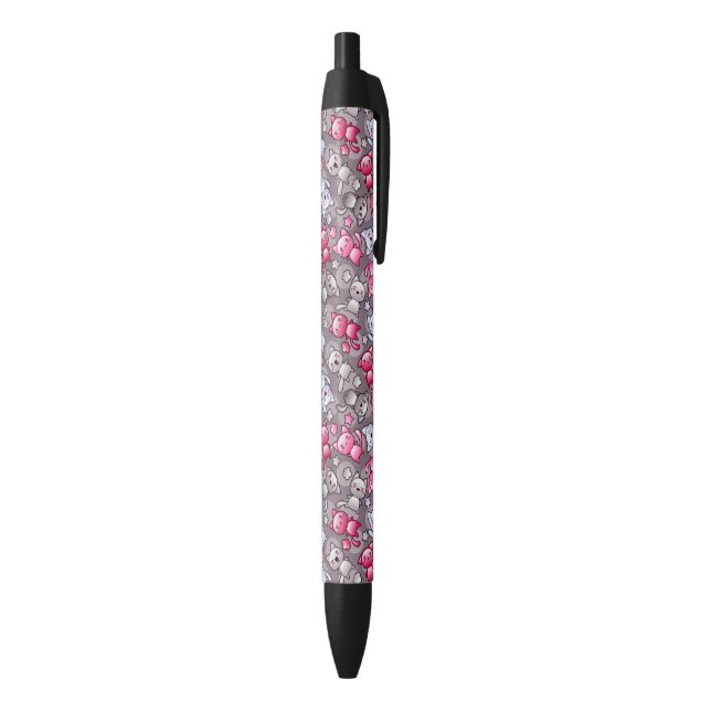 pattern with cute kawaii doodle cats black ink pen (Bottom (Vertical))