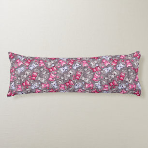 pattern with cute kawaii doodle cats body pillow