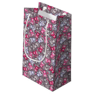 pattern with cute kawaii doodle cats small gift bag