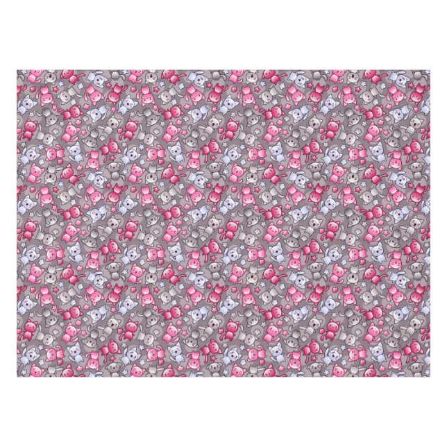 pattern with cute kawaii doodle cats tablecloth (Front (Horizontal))