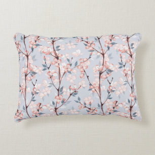 Pattern with delicate spring sakura flowers accent pillow