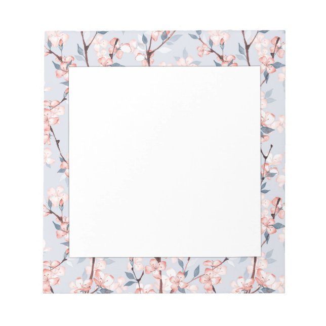 Pattern with delicate spring sakura flowers notepad (Front)