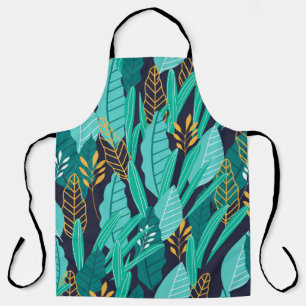 Pattern with different abstract tropical leaves apron
