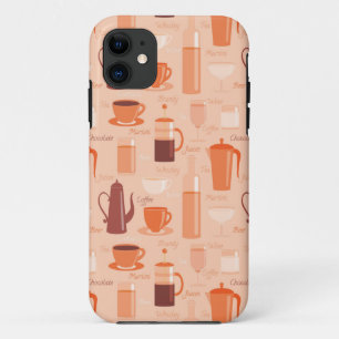 Pattern with drinks and text iPhone 11 case