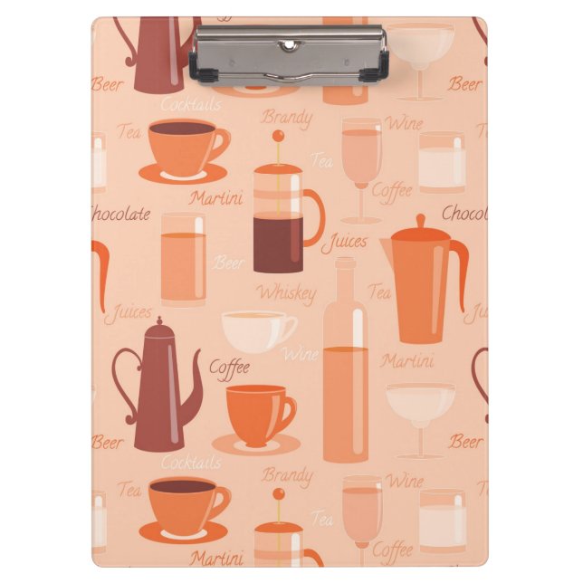 Pattern with drinks and text clipboard (Front)