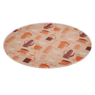 Pattern with drinks and text cutting board