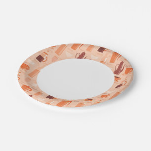 Pattern with drinks and text paper plate