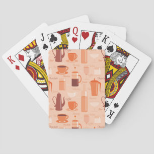 Pattern with drinks and text playing cards