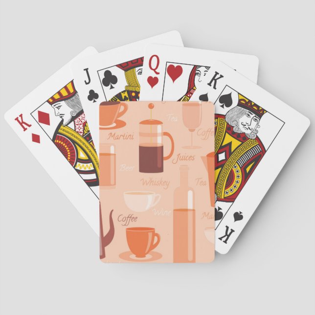 Pattern with drinks and text playing cards (Back)