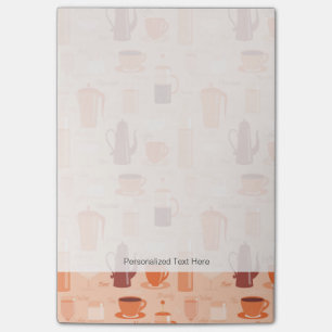 Pattern with drinks and text post-it notes