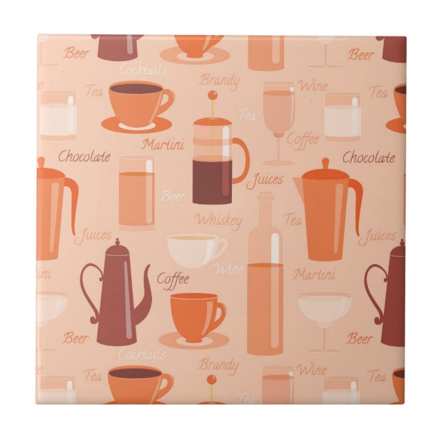 Pattern with drinks and text tile (Front)