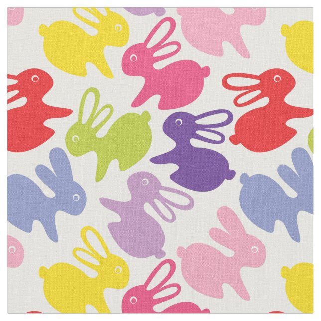 pattern with Easter rabbits Fabric (Close Up)