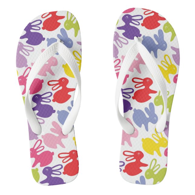 pattern with Easter rabbits Flip Flops (Footbed)