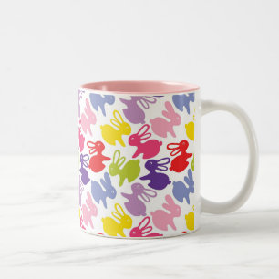 pattern with Easter rabbits Two-Tone Coffee Mug