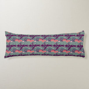 Pattern With Fish And Purple Wave Body Pillow