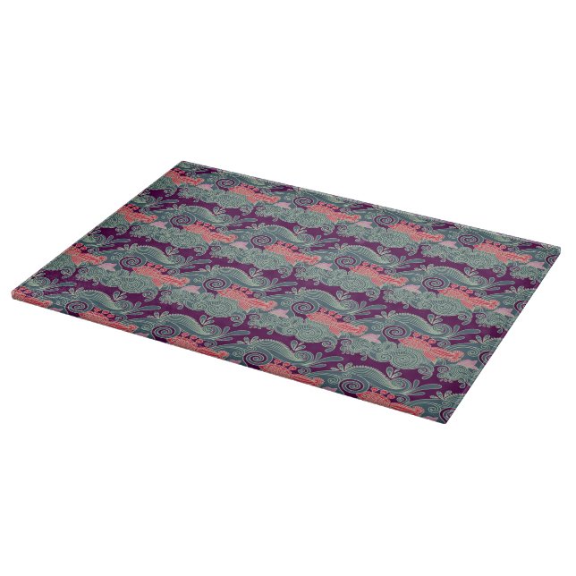 Pattern With Fish And Purple Wave Cutting Board (Corner)