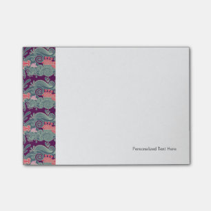 Pattern With Fish And Purple Wave Post-it Notes