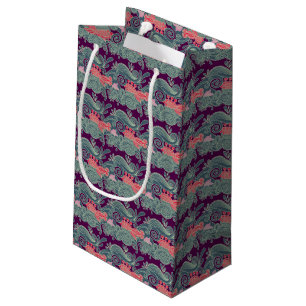 Pattern With Fish And Purple Wave Small Gift Bag