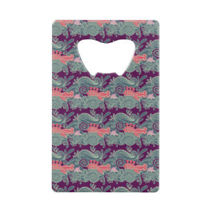 Pattern With Fish And Purple Wave Wallet Bottle Opener
