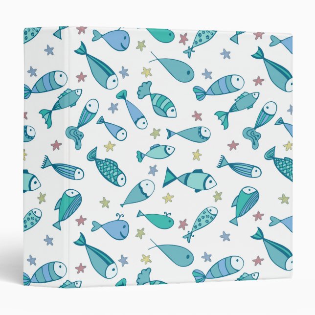Pattern With Fish And Starfish Binder (Front/Spine)
