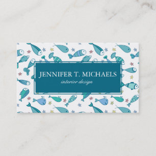Pattern With Fish And Starfish Business Card
