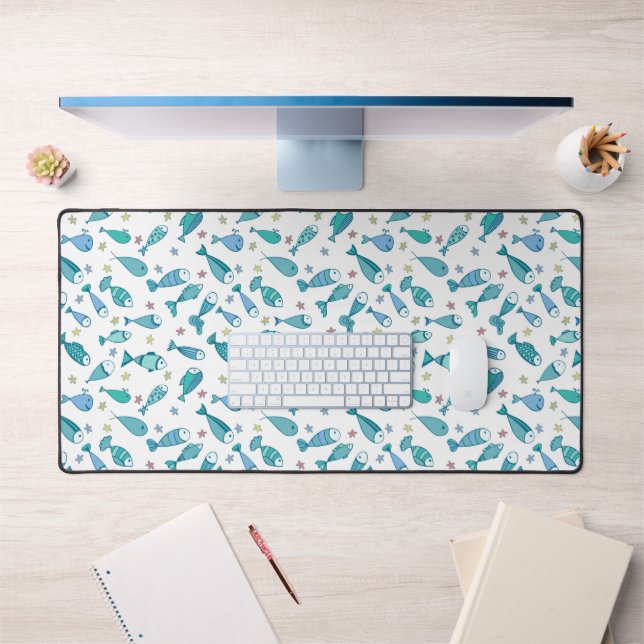 Pattern With Fish And Starfish Desk Mat (Office 1)