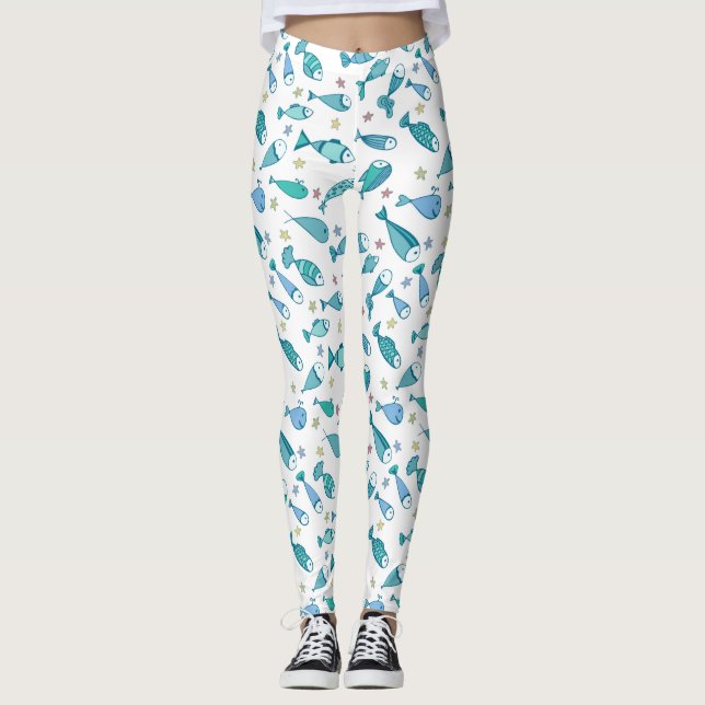 Pattern With Fish And Starfish Leggings (Front)