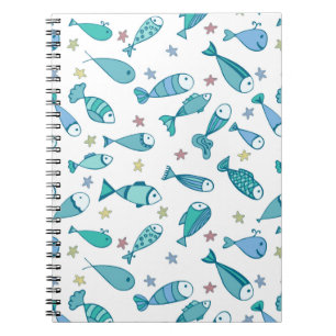 Pattern With Fish And Starfish Notebook