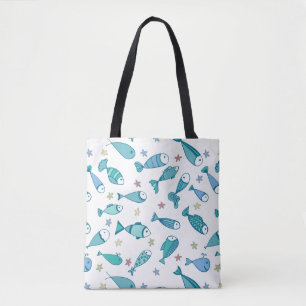 Pattern With Fish And Starfish Tote Bag