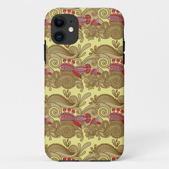 Pattern With Fish And Wave Case-Mate iPhone Case (Back)