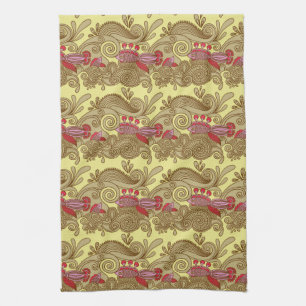 Pattern With Fish And Wave Kitchen Towel