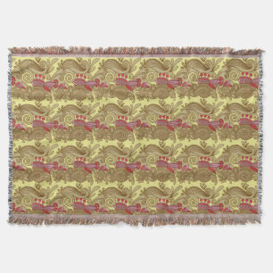 Pattern With Fish And Wave Throw Blanket