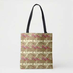 Pattern With Fish And Wave Tote Bag