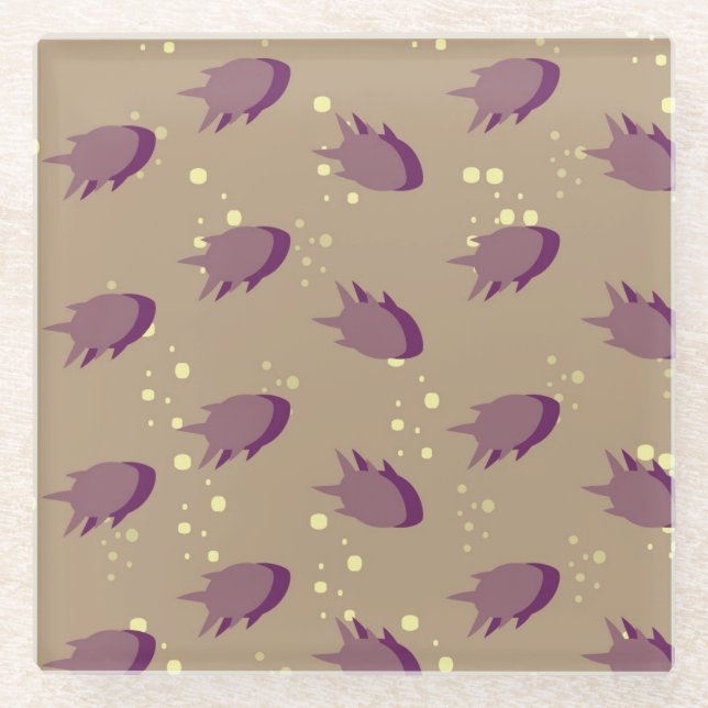 pattern with fish glass coaster (Front)