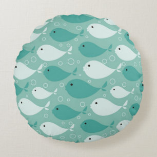 pattern with fish round pillow