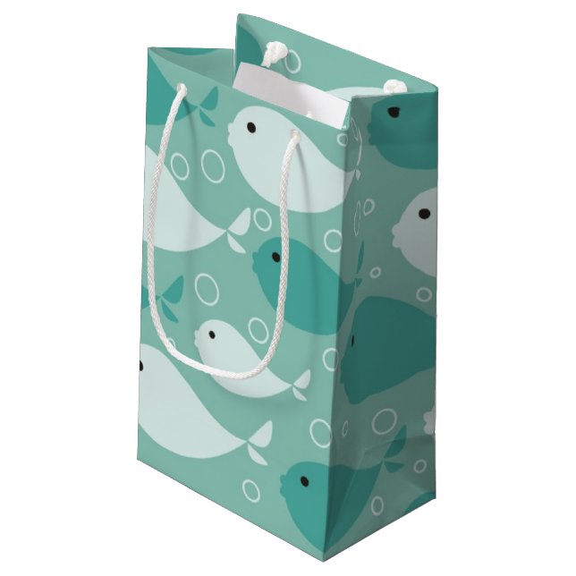 pattern with fish small gift bag (Back Angled)
