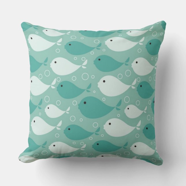 pattern with fish throw pillow (Front)