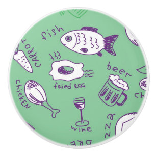 Pattern with Food Ceramic Knob