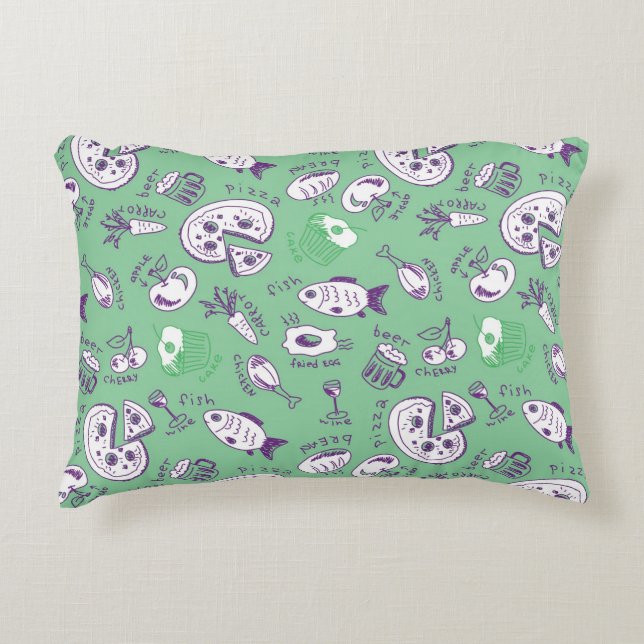 Pattern with Food Decorative Pillow (Front)