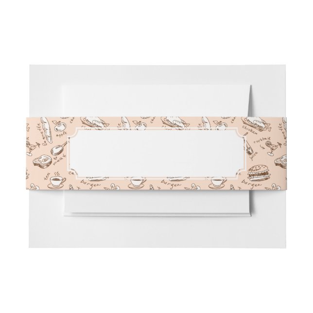 Pattern With Food Invitation Belly Band (Front Example)