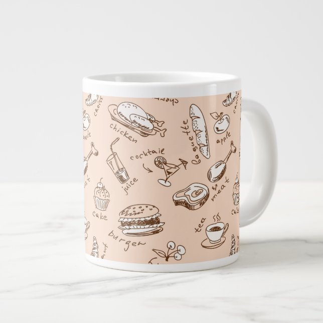Pattern With Food Large Coffee Mug (Front Right)