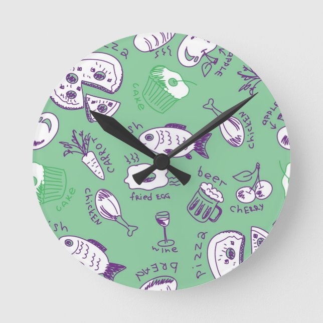Pattern with Food Round Clock (Front)