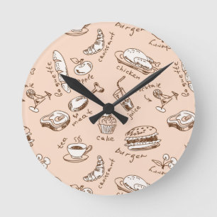 Pattern With Food Round Clock