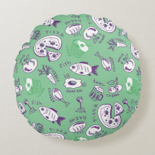 Pattern with Food Round Pillow